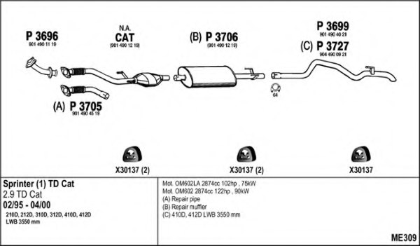 FENNO ME309 Exhaust System